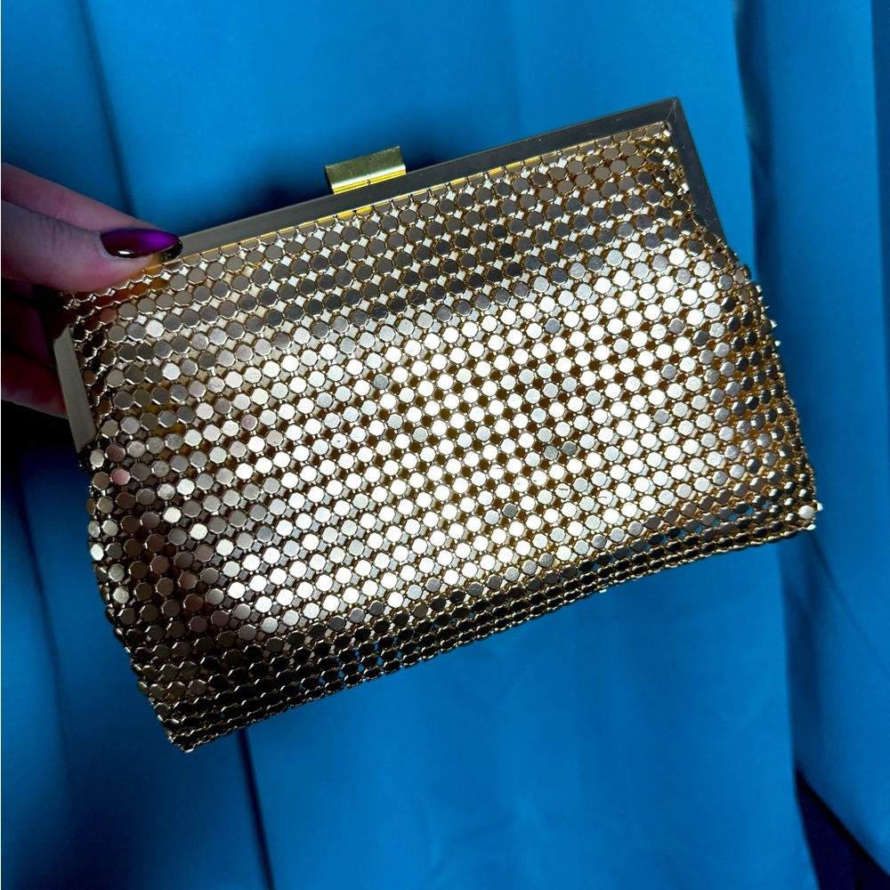 bebe gold mesh convertible evening bag